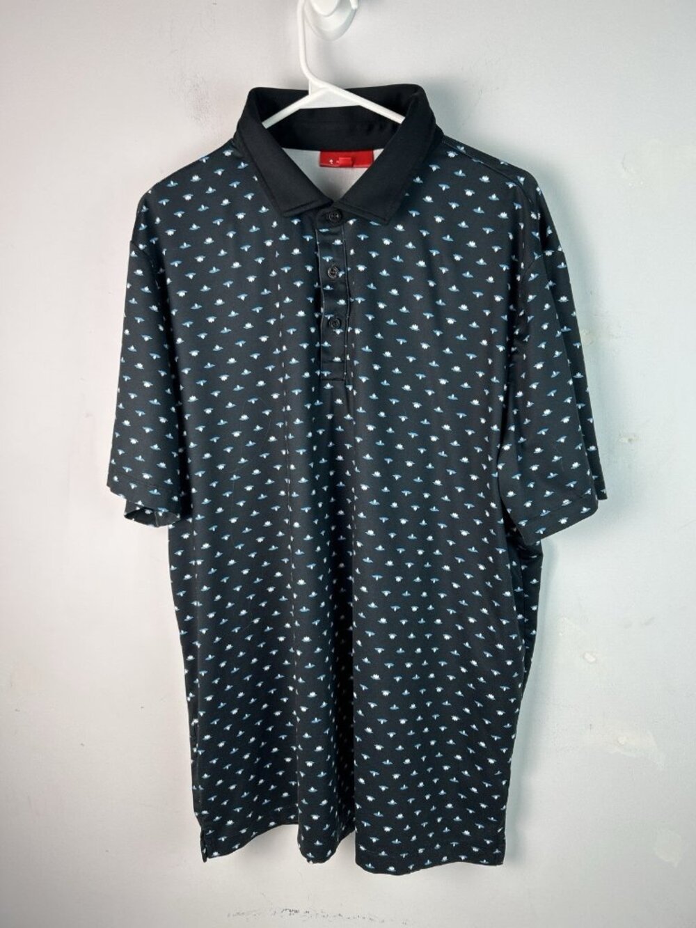 Redvanly Ryder Performance Golf Polo Mens Xl Black Tuxedo Lotus Print